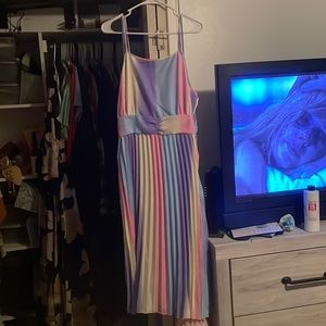Colorful spaghetti strap dress multi color